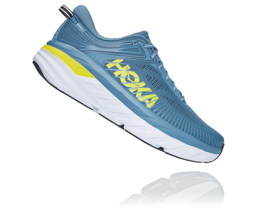 Hoka Australia One One Bondi 7 - Mens Running Shoes Blue - VMQWO-1298